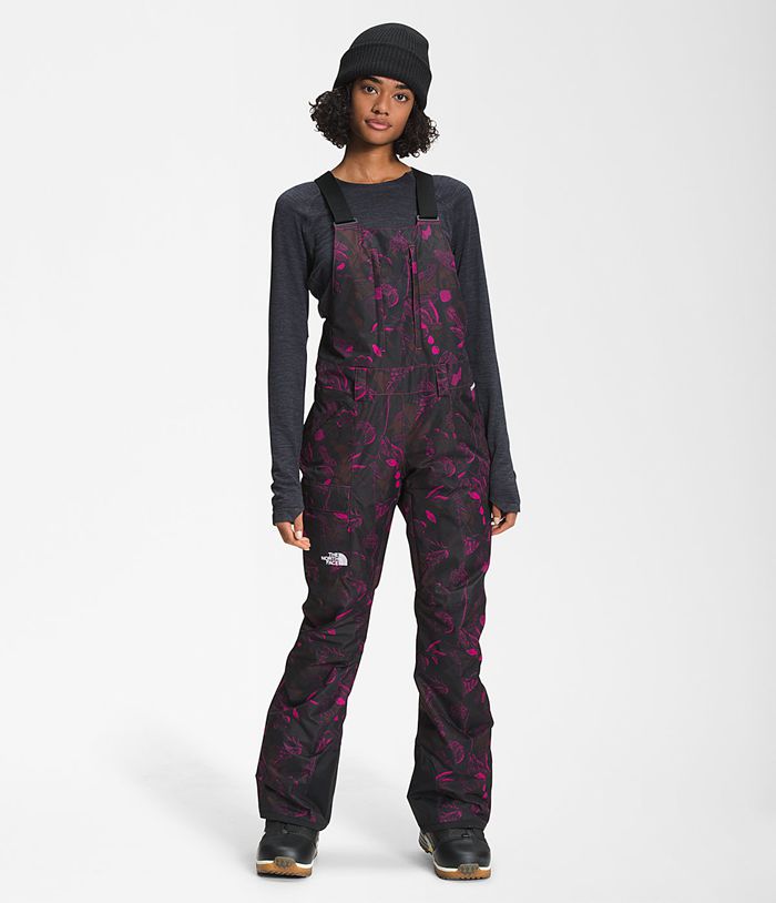The North Face Freedom Insulated Bib Womens Snow Pants Pink/Black 940361-ZSG